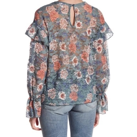 Melrose and Market Ruffle Sleeve Floral Lace Blouse - Picture 2 of 6